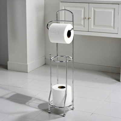 Showerdrape Stainless Steel Chrome Toilet Roll Holder & Spare Paper Holder Combination