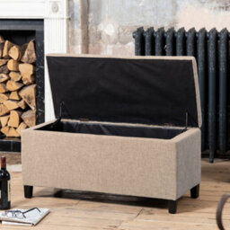 Henbury Fabric Storage Ottoman - Light Brown - thumbnail 2