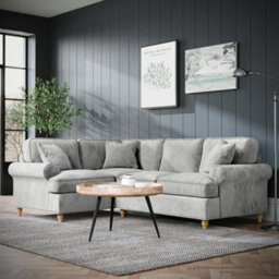Alfie Ice Grey Left Hand Corner Sofa For Living Room - Fully Assembled By Roseland Furniture - thumbnail 2
