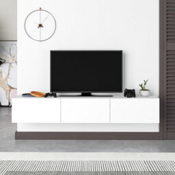"Decortie Francy Modern Wall Mounted Tv Unit 55"" Multimedia Centre White 180Cm" - thumbnail 1