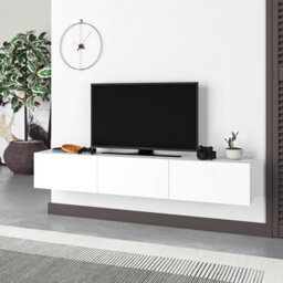 "Decortie Francy Modern Wall Mounted Tv Unit 55"" Multimedia Centre White 180Cm" - thumbnail 5
