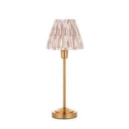 Luminosa Lighting Luminosa Rise Vintage Brass Finish Table Lamp With Neutral Print Fabric Ikat Shade 16Cm E14 - thumbnail 7