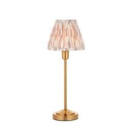 Luminosa Lighting Luminosa Rise Vintage Brass Finish Table Lamp With Neutral Print Fabric Ikat Shade 16Cm E14 - thumbnail 1