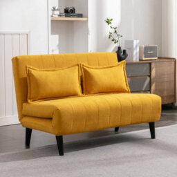 More4Homes Harper 2 Seater Folding Clic Clac Fabric Sofa Bed In Mustard