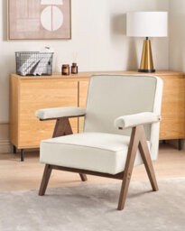 Beliani Armchair Evje Fabric Light Beige - thumbnail 2
