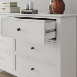 Melody Maison White 6 Drawer Chest Of Drawers - Rowley White Range - thumbnail 3
