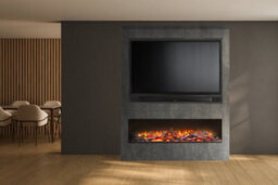 Acantha Athena Pre-Built Slate Venetian Plaster Effect Fully Inset Media Wall With Tv & Media Recess