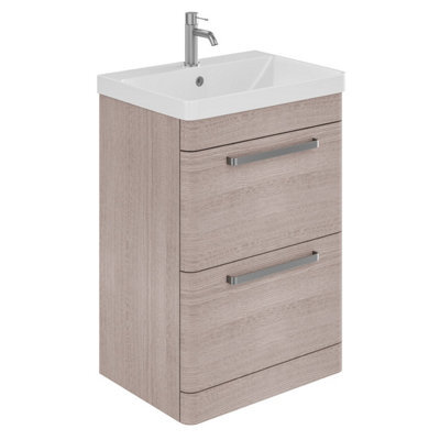Plum&clay Emery Textured Grey Floor Standing Bathroom Vanity Unit & Basin Set With Nickel Handles (W)50Cm (H)86Cm - image 1