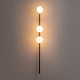Houseof Brass Bar Frosted Opal Ball Shade Plug In Wall Light - Gold - thumbnail 6