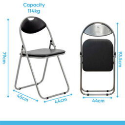 Harbour Housewares Padded Folding Chairs - Blue/silver - Pack Of 2 - thumbnail 7