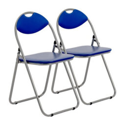 Harbour Housewares Padded Folding Chairs - Blue/silver - Pack Of 2 - thumbnail 1