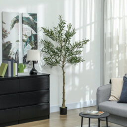 Homcom Indoor Artificial Plant, Faux Potted Silk Olive Tree, 180Cm - thumbnail 1