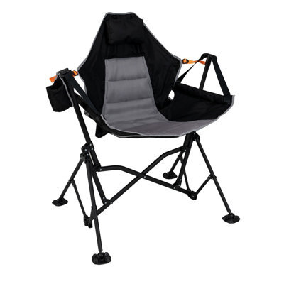 Costway Hammock Camping Chair Foldable Rocking Chair W/ Cup Holder-Black