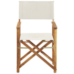 Beliani Garden Director Chairs Set Of 2 - Folding Acacia Wood, Off-White Leaf Replacement Fabric, Light Wood Finish - thumbnail 6