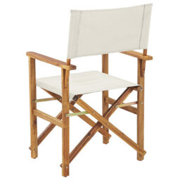 Beliani Garden Director Chairs Set Of 2 - Folding Acacia Wood, Off-White Leaf Replacement Fabric, Light Wood Finish - thumbnail 7