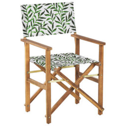 Beliani Garden Director Chairs Set Of 2 - Folding Acacia Wood, Off-White Leaf Replacement Fabric, Light Wood Finish - thumbnail 3
