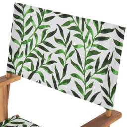 Beliani Garden Director Chairs Set Of 2 - Folding Acacia Wood, Off-White Leaf Replacement Fabric, Light Wood Finish - thumbnail 4