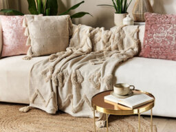 Beliani Blanket Guna Cotton 130 X 180 Cm Beige - thumbnail 2