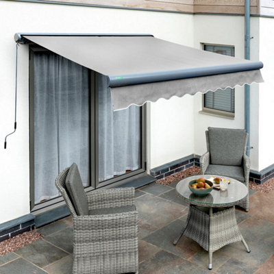 Primrose Awnings 2.5M X 2.0M Retractable Manual Full Cassette Charcoal Frame Silver Awning Outdoor Patio Canopy - image 1
