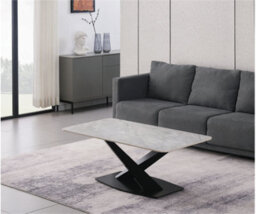 Stratus Interiors Sintered Stone Top Coffee Table White Grey Black - Black Marble