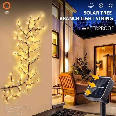 Solar Willow Vine Light, 72 Led Waterproof Fairy String For Outdoor Wall, Garden, Balcony, Christmas Decor. - image 1