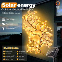 Solar Willow Vine Light, 72 Led Waterproof Fairy String For Outdoor Wall, Garden, Balcony, Christmas Decor. - thumbnail 4