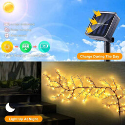 Solar Willow Vine Light, 72 Led Waterproof Fairy String For Outdoor Wall, Garden, Balcony, Christmas Decor. - thumbnail 5