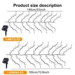 Solar Willow Vine Light, 72 Led Waterproof Fairy String For Outdoor Wall, Garden, Balcony, Christmas Decor. - thumbnail 2