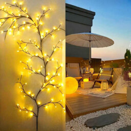 Solar Willow Vine Light, 72 Led Waterproof Fairy String For Outdoor Wall, Garden, Balcony, Christmas Decor. - thumbnail 3
