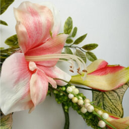 Leaf 180Cm Artificial Hanging  Pink Lily Plant Realistic Garland Trailing - thumbnail 2