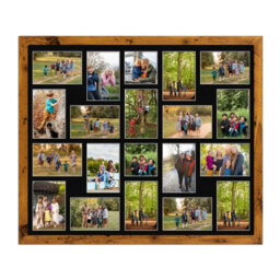 AK Frames 80X70Cm Rustic Oak Modern Multi Photo Frame With Black Mount - Holds 20 Apertures (18X) 6X4, (2X) 4X4 Photos