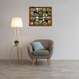 AK Frames 80X70Cm Rustic Oak Modern Multi Photo Frame With Black Mount - Holds 20 Apertures (18X) 6X4, (2X) 4X4 Photos - thumbnail 3