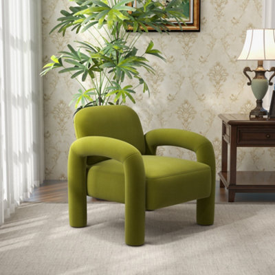 Seynar Green Velvet Tufted Barrel Accent Chair, Upholstered Armchair For Living Room Or Bedroom - image 1