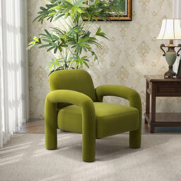 Seynar Green Velvet Tufted Barrel Accent Chair, Upholstered Armchair For Living Room Or Bedroom - thumbnail 1