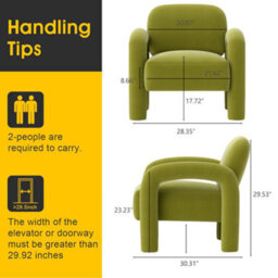 Seynar Green Velvet Tufted Barrel Accent Chair, Upholstered Armchair For Living Room Or Bedroom - thumbnail 2