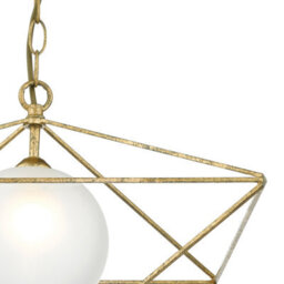 DAR Orsini 1 Light Pendant Antique Gold Opal Glass Shade - thumbnail 3
