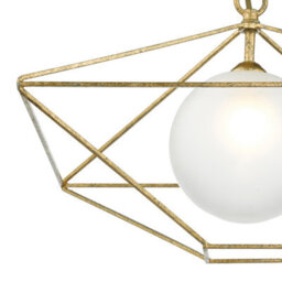 DAR Orsini 1 Light Pendant Antique Gold Opal Glass Shade - thumbnail 2