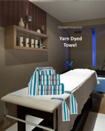 Natural Cotton Bath Sheet Teal 6 Threads Combed Stripe Royal Victorian Flossy Stripe Salon - thumbnail 4