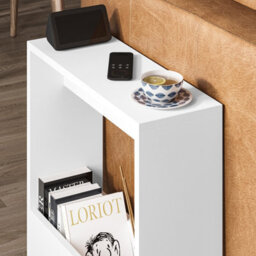 Decortie Simpi Modern Slim End Table Magazine Rack 55Cm Multipurpose White Living Room H 60Cm - thumbnail 4