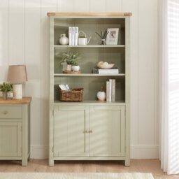 The Furniture Market Marbury Sage Green Painted Tall Wide Bookcase With 2 Door Cupboard - thumbnail 2