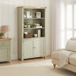 The Furniture Market Marbury Sage Green Painted Tall Wide Bookcase With 2 Door Cupboard - thumbnail 3