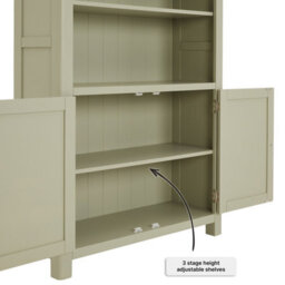 The Furniture Market Marbury Sage Green Painted Tall Wide Bookcase With 2 Door Cupboard - thumbnail 7