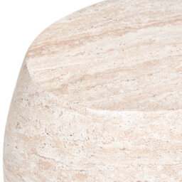 Wyld And Coco Beige Travertine-Effect Side Table, Compact Round (W58 X L40 X H52Cm) - thumbnail 5