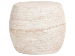 Wyld And Coco Beige Travertine-Effect Side Table, Compact Round (W58 X L40 X H52Cm) - thumbnail 3