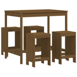 Berkfield 5 Piece Garden Bar Set Honey Brown Solid Wood Pine - thumbnail 2