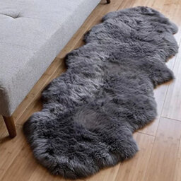 Dark Grey-Irregular 60X150Cm Large Faux Fur Sheepskin Rug Fluffy Mat Room Sofa Hairy Mat Shaggy Floor Carpet - thumbnail 1