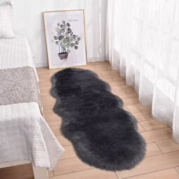 Dark Grey-Irregular 60X150Cm Large Faux Fur Sheepskin Rug Fluffy Mat Room Sofa Hairy Mat Shaggy Floor Carpet - thumbnail 4