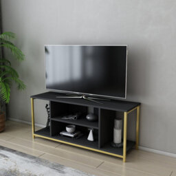 Decorotika Rinaldo Tv Stand Tv Unit For Tv's Up To 63 Inch Gold And Anthracite - thumbnail 2