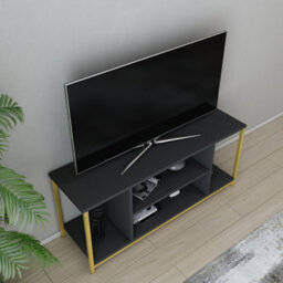 Decorotika Rinaldo Tv Stand Tv Unit For Tv's Up To 63 Inch Gold And Anthracite - thumbnail 3