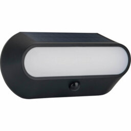 Luceco Carina Bulkhead Non-Adjustable Black Solar-Powered Led 5W Pir With Motion Sensor Oval Outdoor Wall Light - thumbnail 1